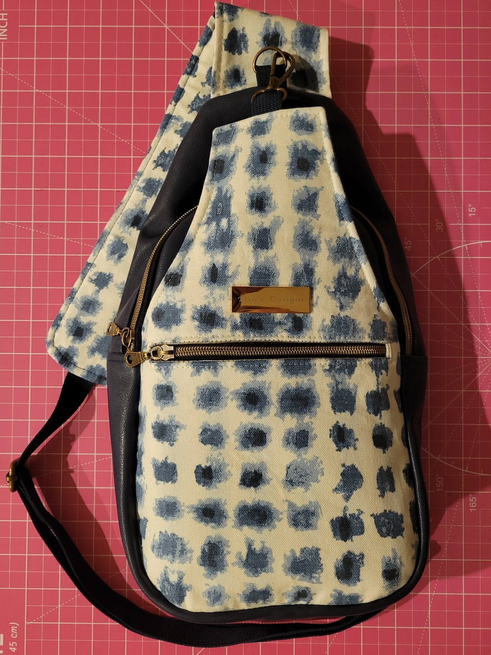Crossbody Sling Bag in Blue and White